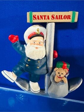 Vintage Santa Sailor Nautical Santa Ornament with Teddy and Gift Ed Seale 91